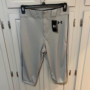 NWT Mens Under Armour Light Gray Baseball Pants, medium